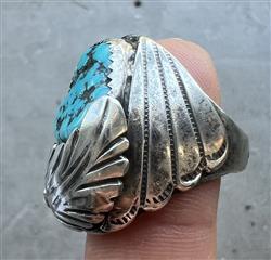 WESTERN NATIVE AMERICAN STERLING 925 SILVER TURQUOISE RING 22.1 GRAMS Size:10.5